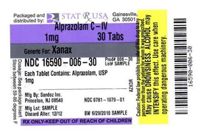 Label Image 2 (Alprazolam 1mg Label)